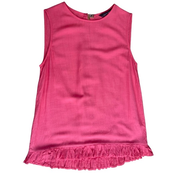 Zara Woman Pink Coral Sleeveless Ruffle Hem Blouse Top - Small - Picture 2 of 11